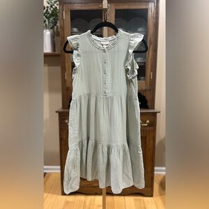 Cat & Jack Girls Ruffle Sleeve Dress in Soft Green Size XL